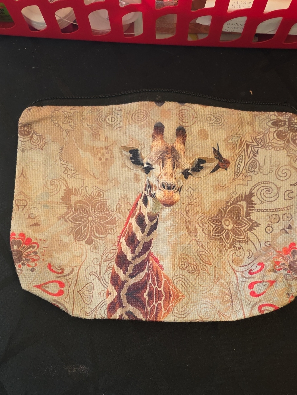 Giraffe Print Decorative Pouch in Beige and Brown